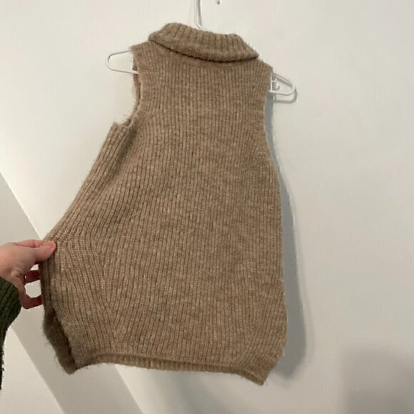 JOIE Arne Sleeveless Sweater Tan Brown Fuzzy Chunky Knit ALPACA Blend Pullover - Picture 13 of 13